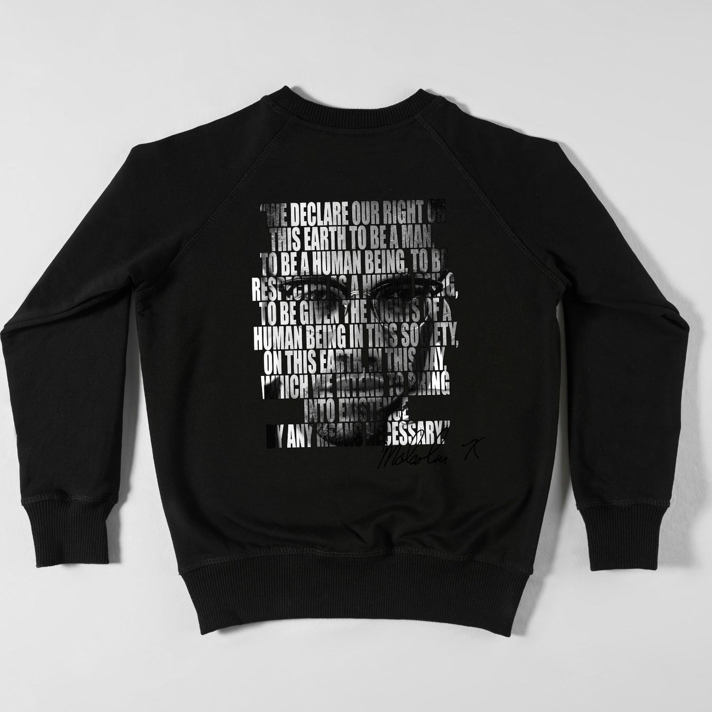 MALCOM X CREWNECK SWEATSHIRT - BY ANY MEANS NECESSARY