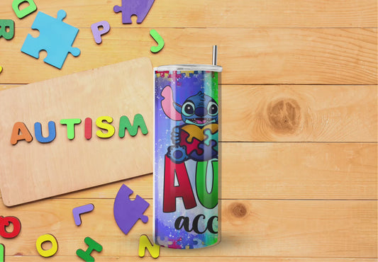 Little Stitch Autism Awareness Tumbler